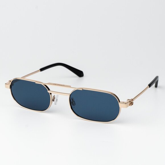 Off-White VAIDEN Men Sunglasses Gold Blue Oval OERI123 VAIDEN 7645 NEW AUTHENTIC - Picture 3 of 15